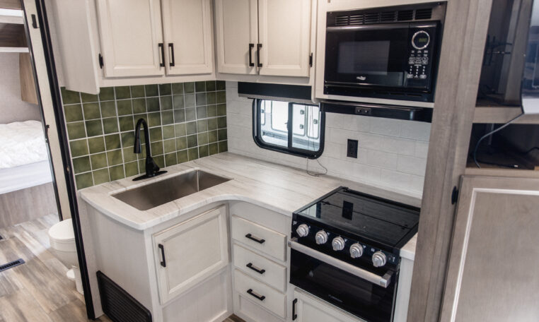 2023 Highland Ridge Open Range 26RLS interior kitchen